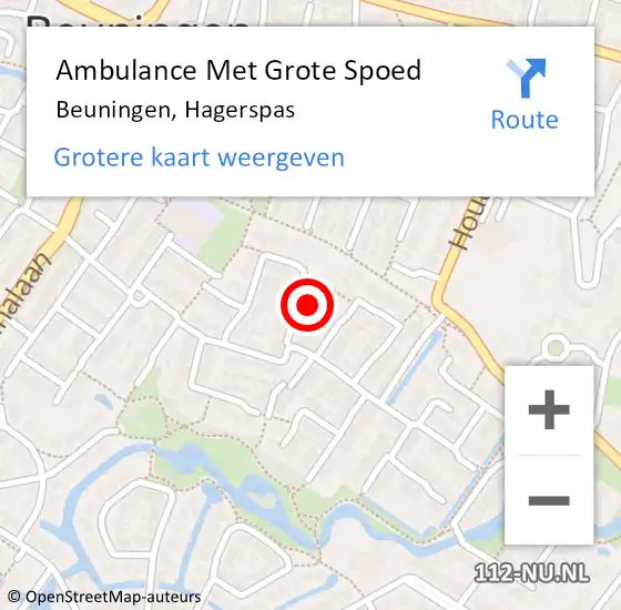 Locatie op kaart van de 112 melding: Ambulance Met Grote Spoed Naar Beuningen, Hagerspas op 19 december 2017 08:04
