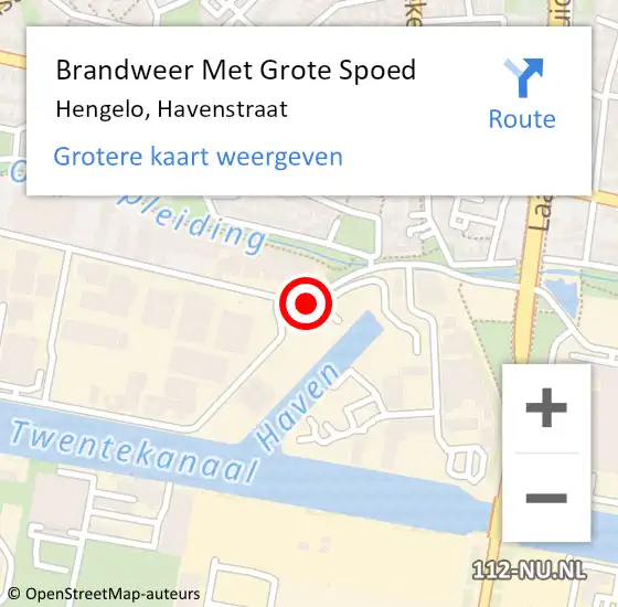 Locatie op kaart van de 112 melding: Brandweer Met Grote Spoed Naar Hengelo, Havenstraat op 19 december 2017 08:12