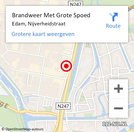 Locatie op kaart van de 112 melding: Brandweer Met Grote Spoed Naar Edam, Nijverheidstraat op 10 februari 2014 12:36