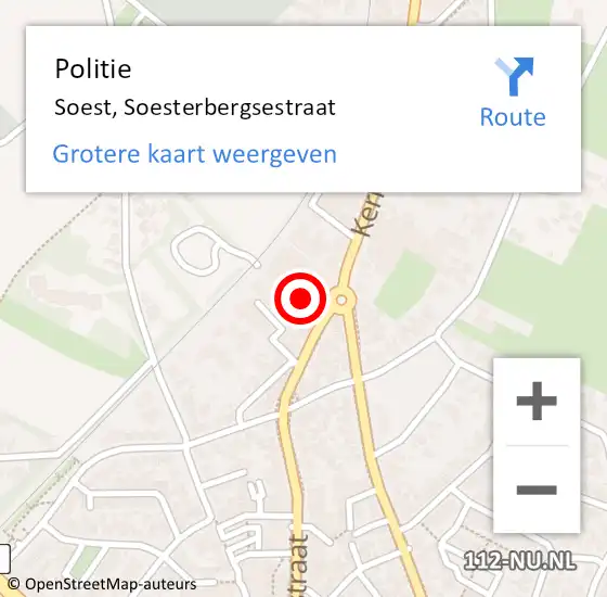 Locatie op kaart van de 112 melding: Politie Soest, Soesterbergsestraat op 19 december 2017 08:25