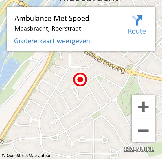 Locatie op kaart van de 112 melding: Ambulance Met Spoed Naar Maasbracht, Roerstraat op 10 februari 2014 12:38