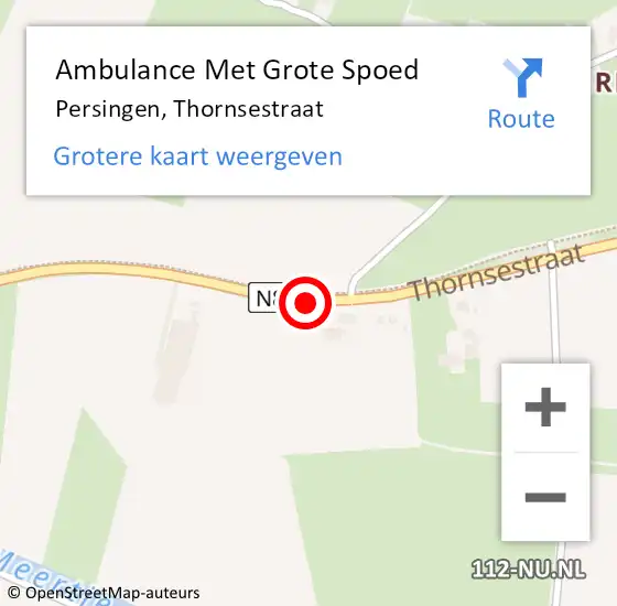 Locatie op kaart van de 112 melding: Ambulance Met Grote Spoed Naar Persingen, Thornsestraat op 19 december 2017 08:51