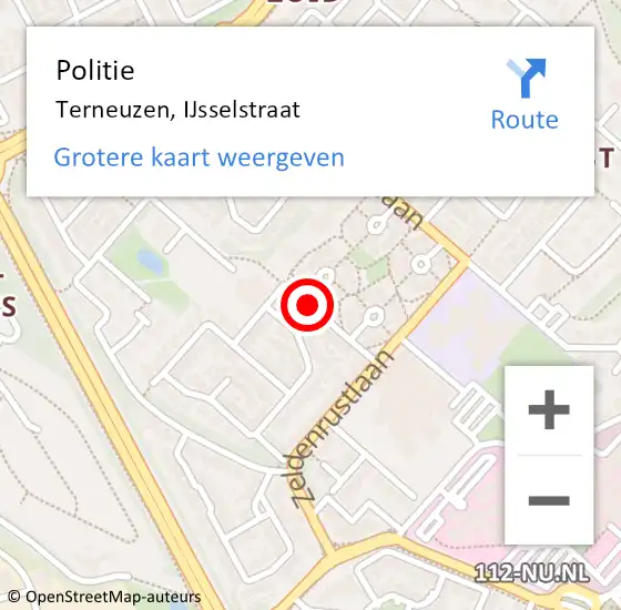 Locatie op kaart van de 112 melding: Politie Terneuzen, IJsselstraat op 19 december 2017 08:54