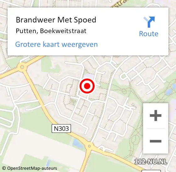 Locatie op kaart van de 112 melding: Brandweer Met Spoed Naar Putten, Boekweitstraat op 19 december 2017 09:40