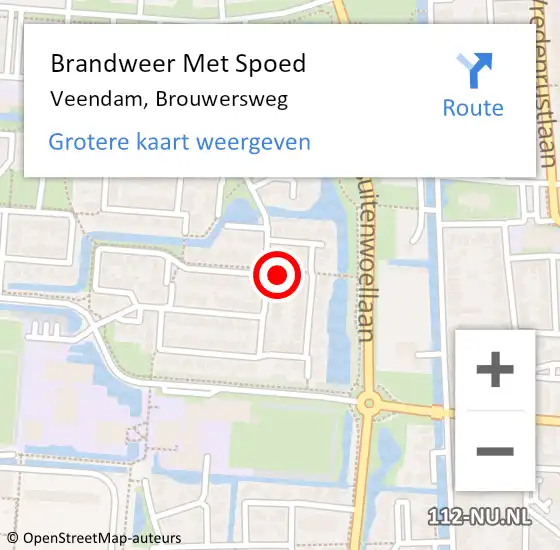 Locatie op kaart van de 112 melding: Brandweer Met Spoed Naar Veendam, Brouwersweg op 19 december 2017 10:39