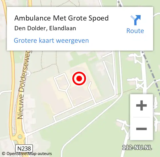 Locatie op kaart van de 112 melding: Ambulance Met Grote Spoed Naar Den Dolder, Elandlaan op 19 december 2017 11:25