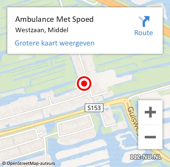 Locatie op kaart van de 112 melding: Ambulance Met Spoed Naar Westzaan, Middel op 19 december 2017 11:41