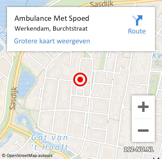 Locatie op kaart van de 112 melding: Ambulance Met Spoed Naar Werkendam, Burchtstraat op 19 december 2017 11:42