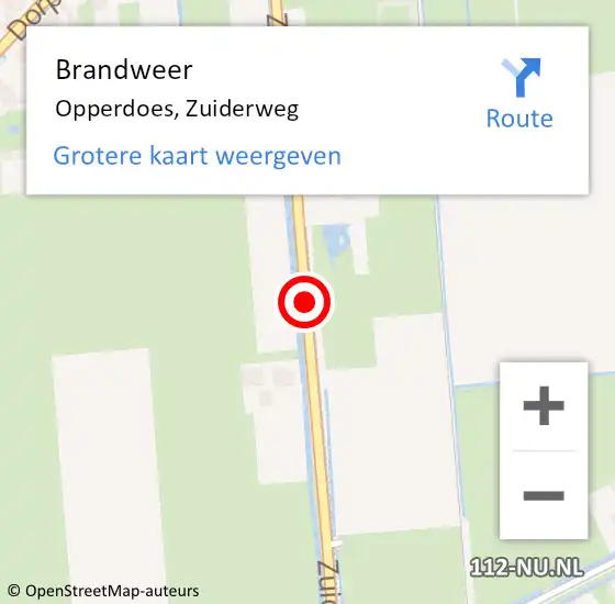 Locatie op kaart van de 112 melding: Brandweer Opperdoes, Zuiderweg op 19 december 2017 12:09