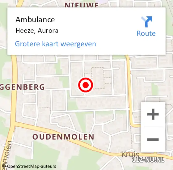 Locatie op kaart van de 112 melding: Ambulance Heeze, Aurora op 19 december 2017 12:52