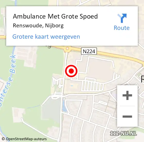 Locatie op kaart van de 112 melding: Ambulance Met Grote Spoed Naar Renswoude, Nijborg op 10 februari 2014 13:04