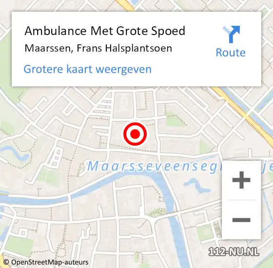 Locatie op kaart van de 112 melding: Ambulance Met Grote Spoed Naar Maarssen, Frans Halsplantsoen op 19 december 2017 14:19