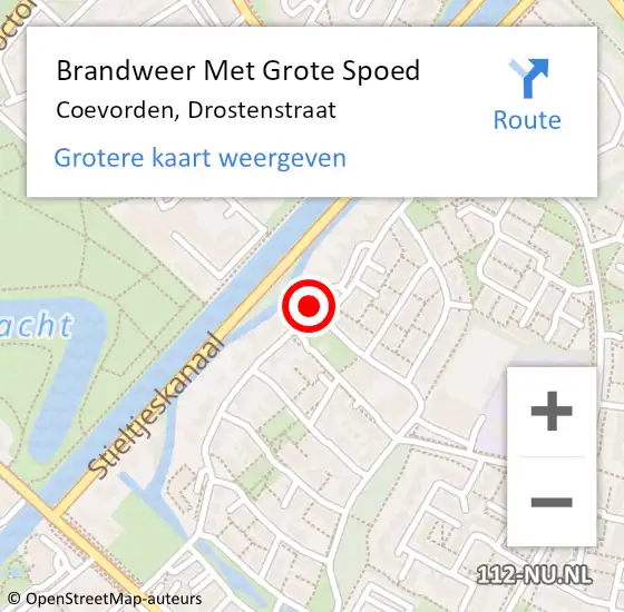 Locatie op kaart van de 112 melding: Brandweer Met Grote Spoed Naar Coevorden, Drostenstraat op 19 december 2017 14:27