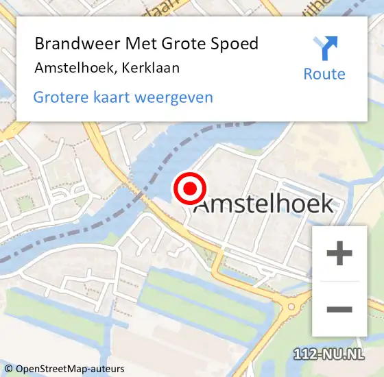 Locatie op kaart van de 112 melding: Brandweer Met Grote Spoed Naar Amstelhoek, Kerklaan op 10 februari 2014 13:09