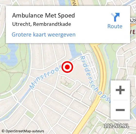 Locatie op kaart van de 112 melding: Ambulance Met Spoed Naar Utrecht, Rembrandtkade op 19 december 2017 15:13