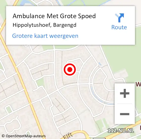 Locatie op kaart van de 112 melding: Ambulance Met Grote Spoed Naar Hippolytushoef, Bargengd op 19 december 2017 15:36