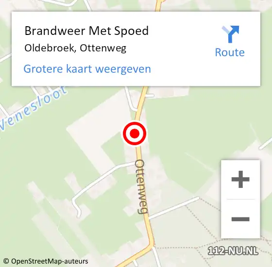 Locatie op kaart van de 112 melding: Brandweer Met Spoed Naar Oldebroek, Ottenweg op 19 december 2017 15:54
