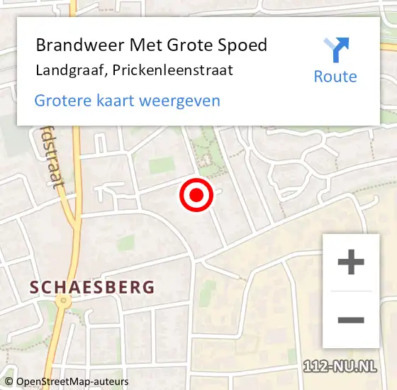 Locatie op kaart van de 112 melding: Brandweer Met Grote Spoed Naar Landgraaf, Prickenleenstraat op 19 december 2017 16:22