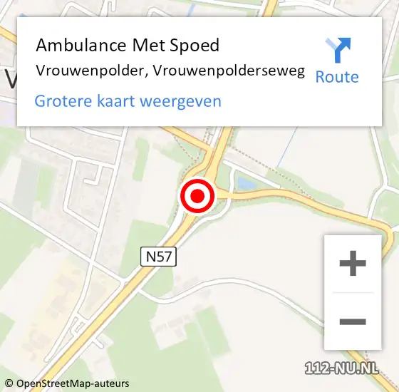 Locatie op kaart van de 112 melding: Ambulance Met Spoed Naar Vrouwenpolder, Vrouwenpolderseweg op 19 december 2017 16:32