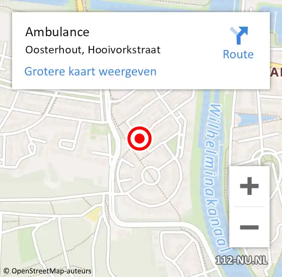 Locatie op kaart van de 112 melding: Ambulance Oosterhout, Hooivorkstraat op 19 december 2017 16:45