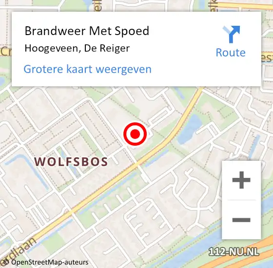 Locatie op kaart van de 112 melding: Brandweer Met Spoed Naar Hoogeveen, De Reiger op 19 december 2017 16:54