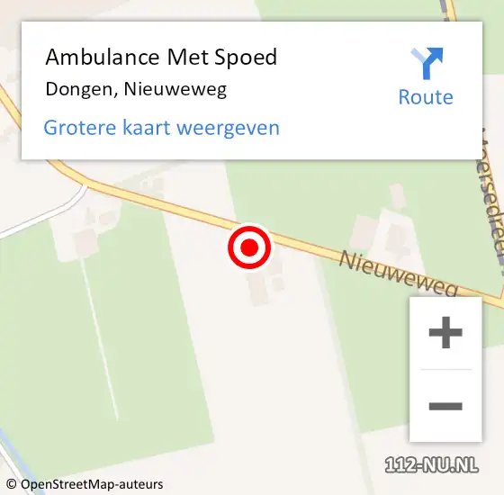 Locatie op kaart van de 112 melding: Ambulance Met Spoed Naar Dongen, Nieuweweg op 19 december 2017 16:56