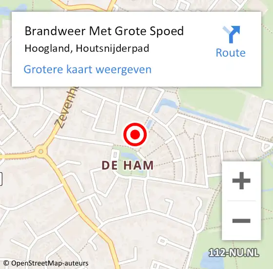 Locatie op kaart van de 112 melding: Brandweer Met Grote Spoed Naar Hoogland, Houtsnijderpad op 19 december 2017 17:11