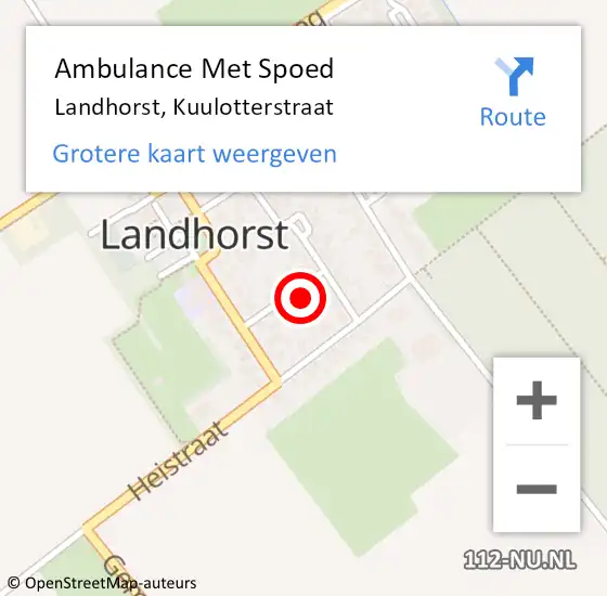 Locatie op kaart van de 112 melding: Ambulance Met Spoed Naar Landhorst, Kuulotterstraat op 19 december 2017 17:26