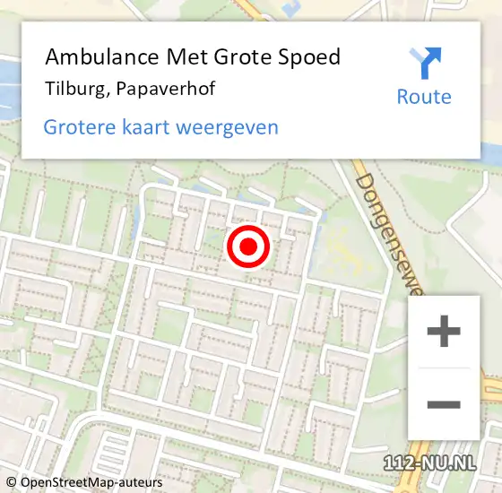 Locatie op kaart van de 112 melding: Ambulance Met Grote Spoed Naar Tilburg, Papaverhof op 19 december 2017 17:40