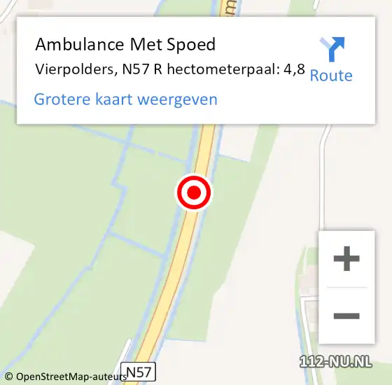 Locatie op kaart van de 112 melding: Ambulance Met Spoed Naar Vierpolders, N57 R hectometerpaal: 4,8 op 19 december 2017 17:42