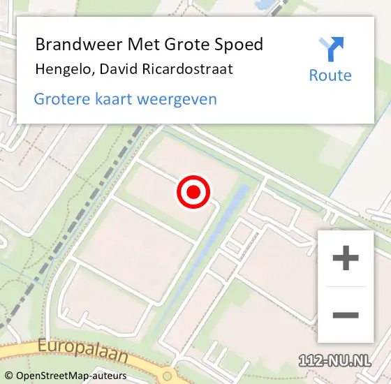 Locatie op kaart van de 112 melding: Brandweer Met Grote Spoed Naar Hengelo, David Ricardostraat op 19 december 2017 18:14