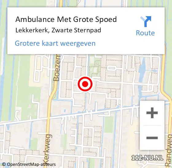 Locatie op kaart van de 112 melding: Ambulance Met Grote Spoed Naar Lekkerkerk, Zwarte Sternpad op 19 december 2017 18:24