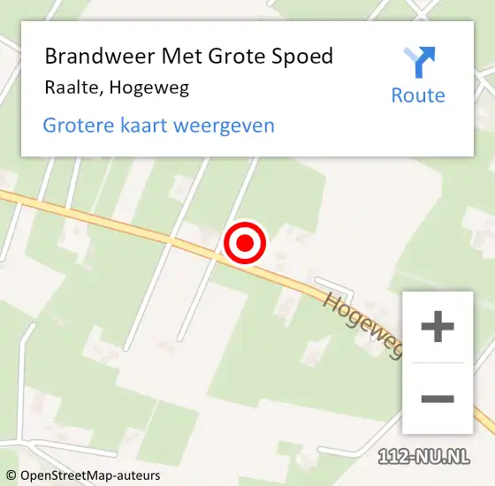 Locatie op kaart van de 112 melding: Brandweer Met Grote Spoed Naar Raalte, Hogeweg op 19 december 2017 18:39