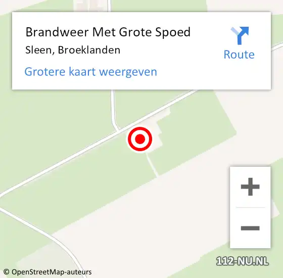 Locatie op kaart van de 112 melding: Brandweer Met Grote Spoed Naar Sleen, Broeklanden op 19 december 2017 18:56