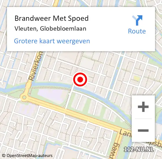 Locatie op kaart van de 112 melding: Brandweer Met Spoed Naar Vleuten, Globebloemlaan op 19 december 2017 19:19