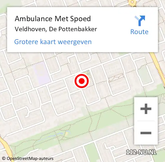 Locatie op kaart van de 112 melding: Ambulance Met Spoed Naar Veldhoven, De Pottenbakker op 19 december 2017 19:57