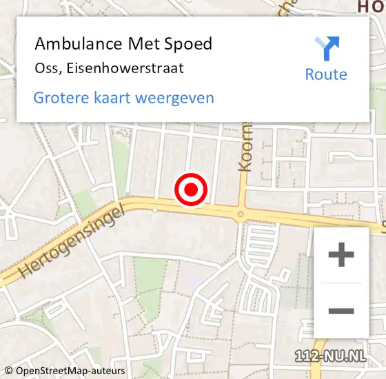 Locatie op kaart van de 112 melding: Ambulance Met Spoed Naar Oss, Eisenhowerstraat op 19 december 2017 21:27