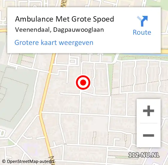 Locatie op kaart van de 112 melding: Ambulance Met Grote Spoed Naar Veenendaal, Dagpauwooglaan op 19 december 2017 22:52