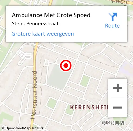 Locatie op kaart van de 112 melding: Ambulance Met Grote Spoed Naar Stein, Pennersstraat op 10 februari 2014 13:54