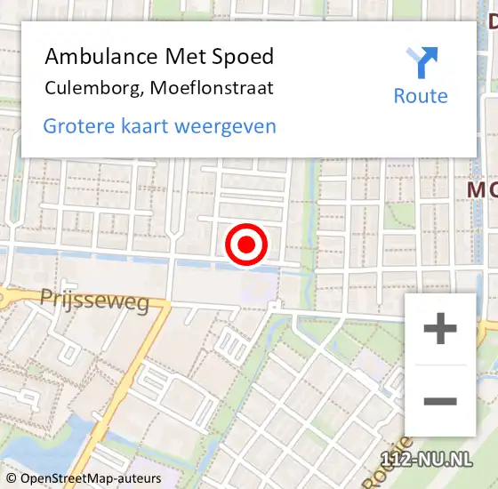 Locatie op kaart van de 112 melding: Ambulance Met Spoed Naar Culemborg, Moeflonstraat op 20 december 2017 00:49