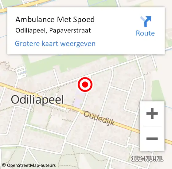 Locatie op kaart van de 112 melding: Ambulance Met Spoed Naar Odiliapeel, Papaverstraat op 20 december 2017 01:33