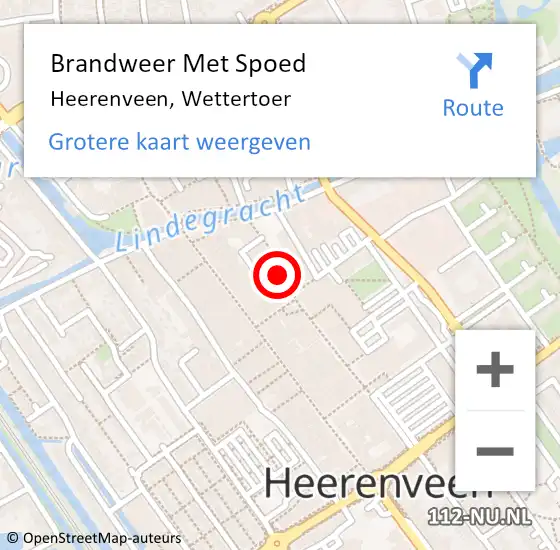 Locatie op kaart van de 112 melding: Brandweer Met Spoed Naar Heerenveen, Wettertoer op 20 december 2017 01:50