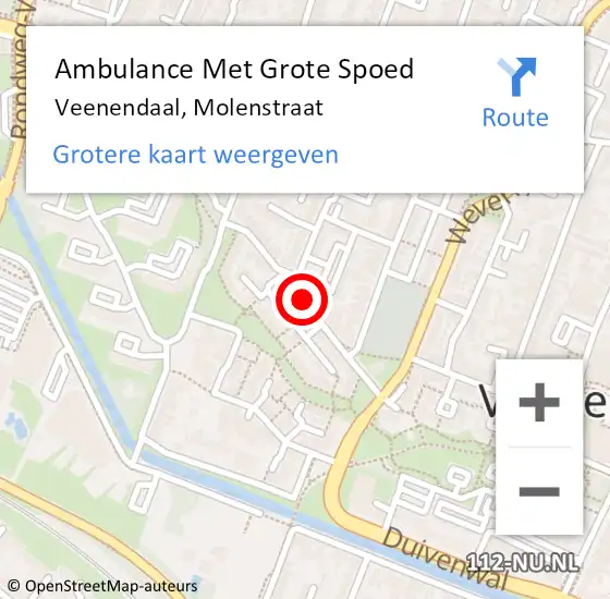 Locatie op kaart van de 112 melding: Ambulance Met Grote Spoed Naar Veenendaal, Molenstraat op 20 december 2017 02:55