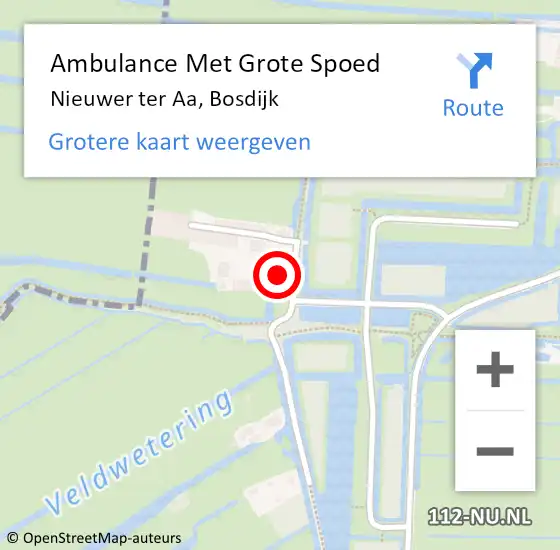 Locatie op kaart van de 112 melding: Ambulance Met Grote Spoed Naar Nieuwer ter Aa, Bosdijk op 20 december 2017 05:41