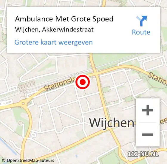 Locatie op kaart van de 112 melding: Ambulance Met Grote Spoed Naar Wijchen, Akkerwindestraat op 20 december 2017 06:54