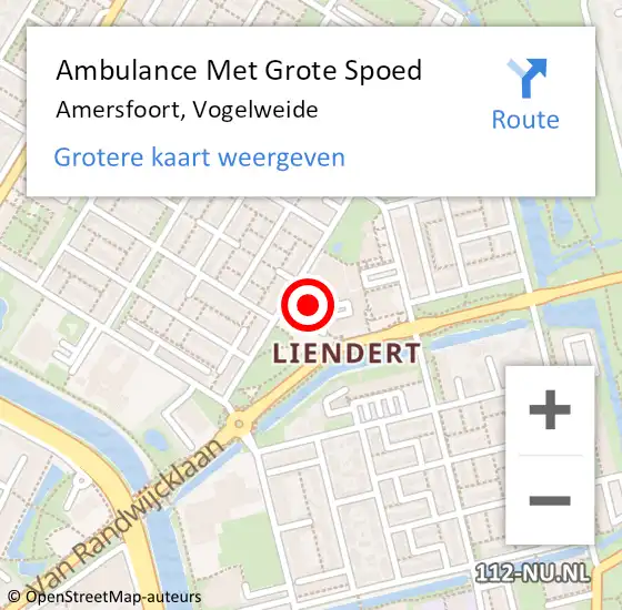 Locatie op kaart van de 112 melding: Ambulance Met Grote Spoed Naar Amersfoort, Vogelweide op 20 december 2017 06:54