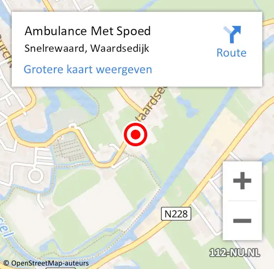 Locatie op kaart van de 112 melding: Ambulance Met Spoed Naar Snelrewaard, Waardsedijk op 20 december 2017 07:35