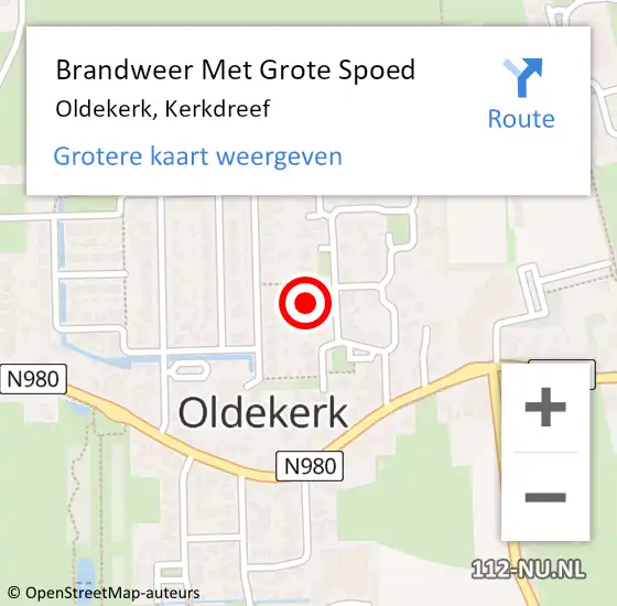 Locatie op kaart van de 112 melding: Brandweer Met Grote Spoed Naar Oldekerk, Kerkdreef op 20 december 2017 09:59