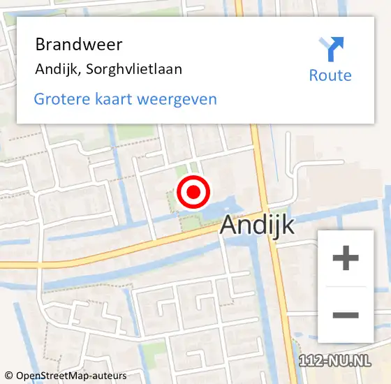 Locatie op kaart van de 112 melding: Brandweer Andijk, Sorghvlietlaan op 20 december 2017 10:05