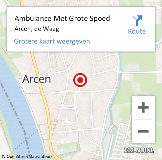 Locatie op kaart van de 112 melding: Ambulance Met Grote Spoed Naar Arcen, de Waag op 20 december 2017 11:12